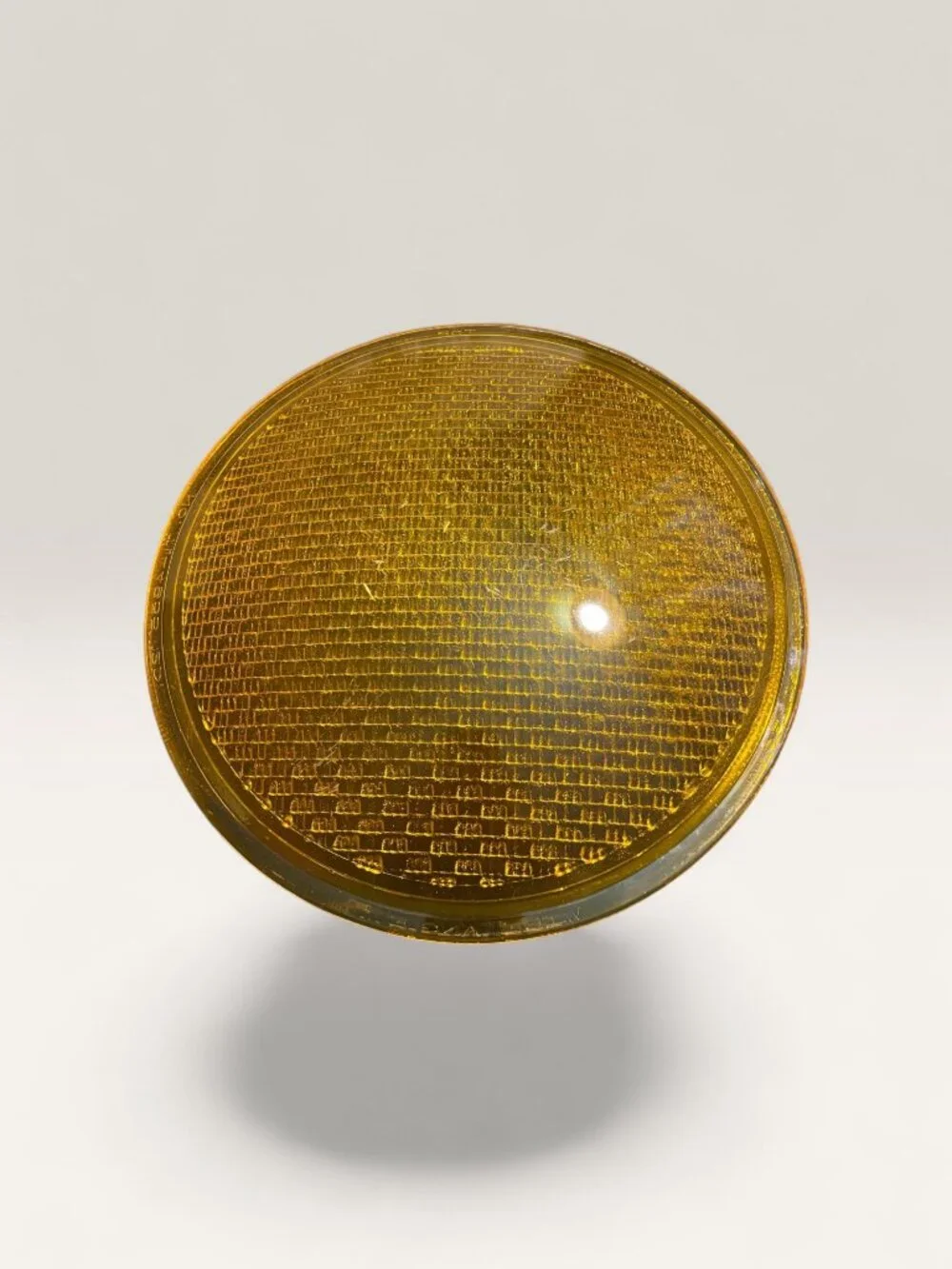 Vintage Amber Glass Industrial Reflector Lens Koroseal Round Decor
